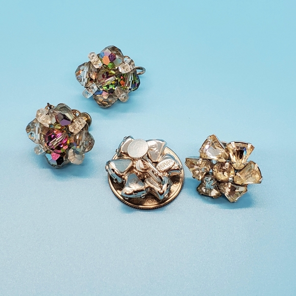 Vintage Zakian Laguna rhinestone crystal silvertone screw on - Picture 3 of 9